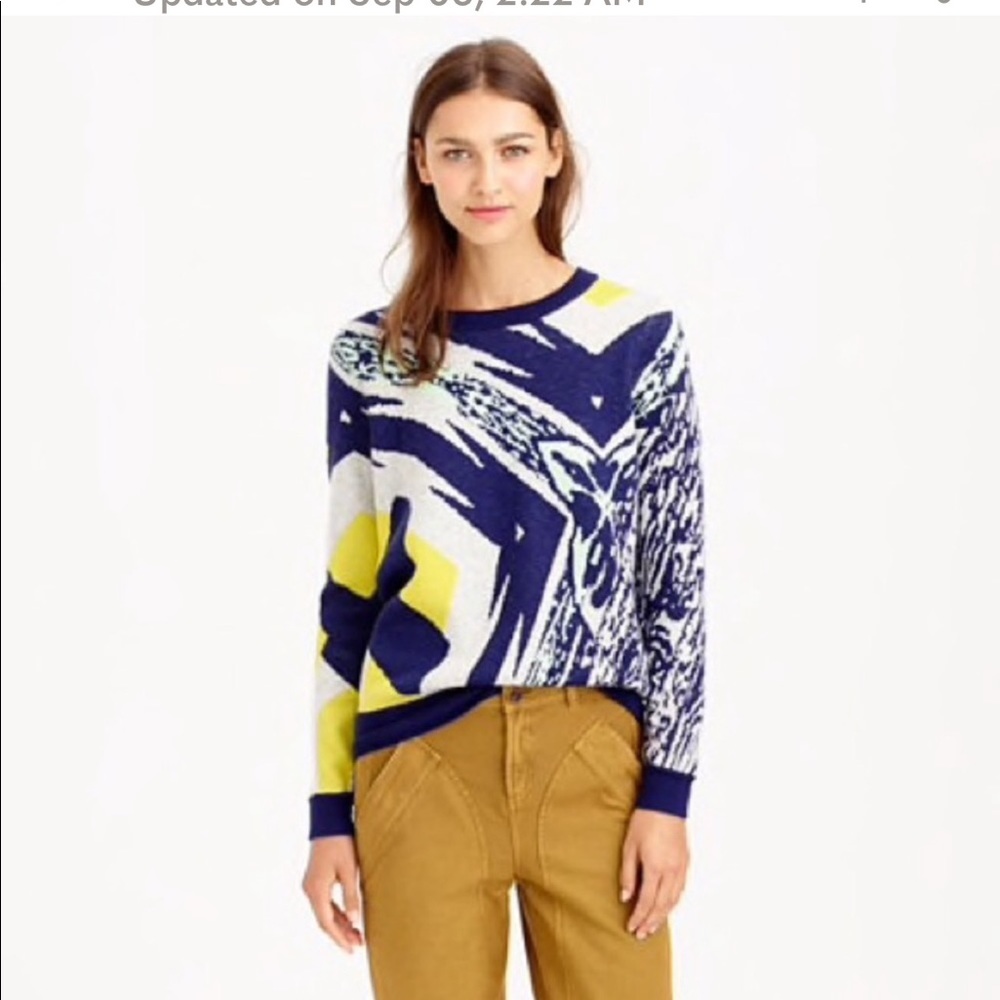 NWT J.crew double knit abstract print sweater